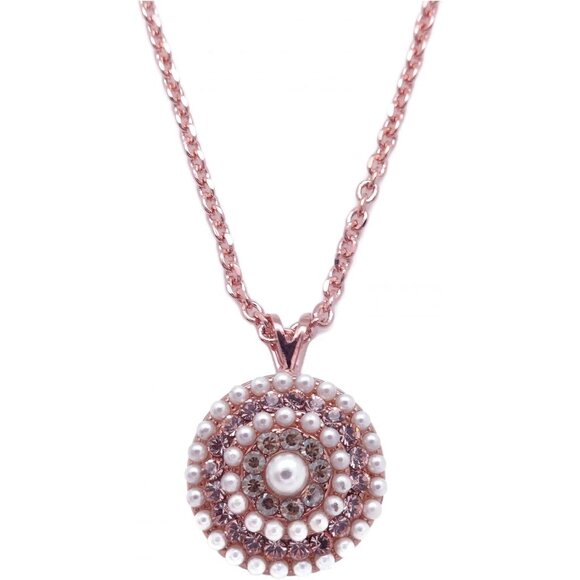 Mariana Cookie Dough Rose Gold Peach Pearl Mix Circle Pendant Necklace 1144 NWT - Picture 1 of 3
